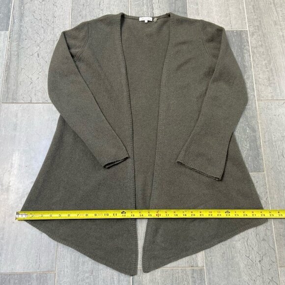 Minnie Rose 100% Cashmere Open Front Duster Cardigan Sweater Green/Brown Sz Med - Picture 4 of 9